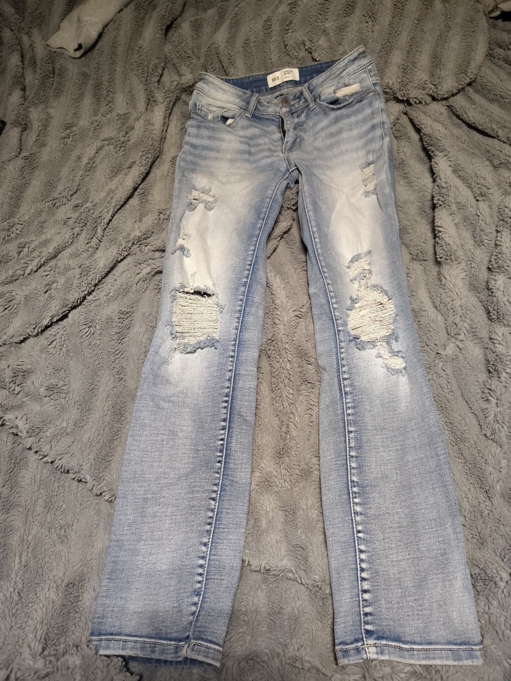 Light Blue Distressed Bootcut Jeans for Women